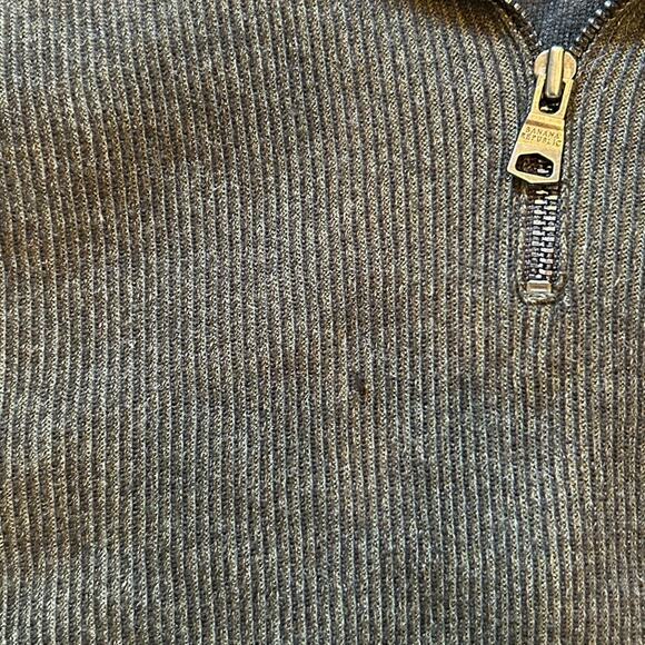 Banana republic supima cotton Mens 1/4 Zip Mock Neck Sweater dark army green M - Picture 7 of 8